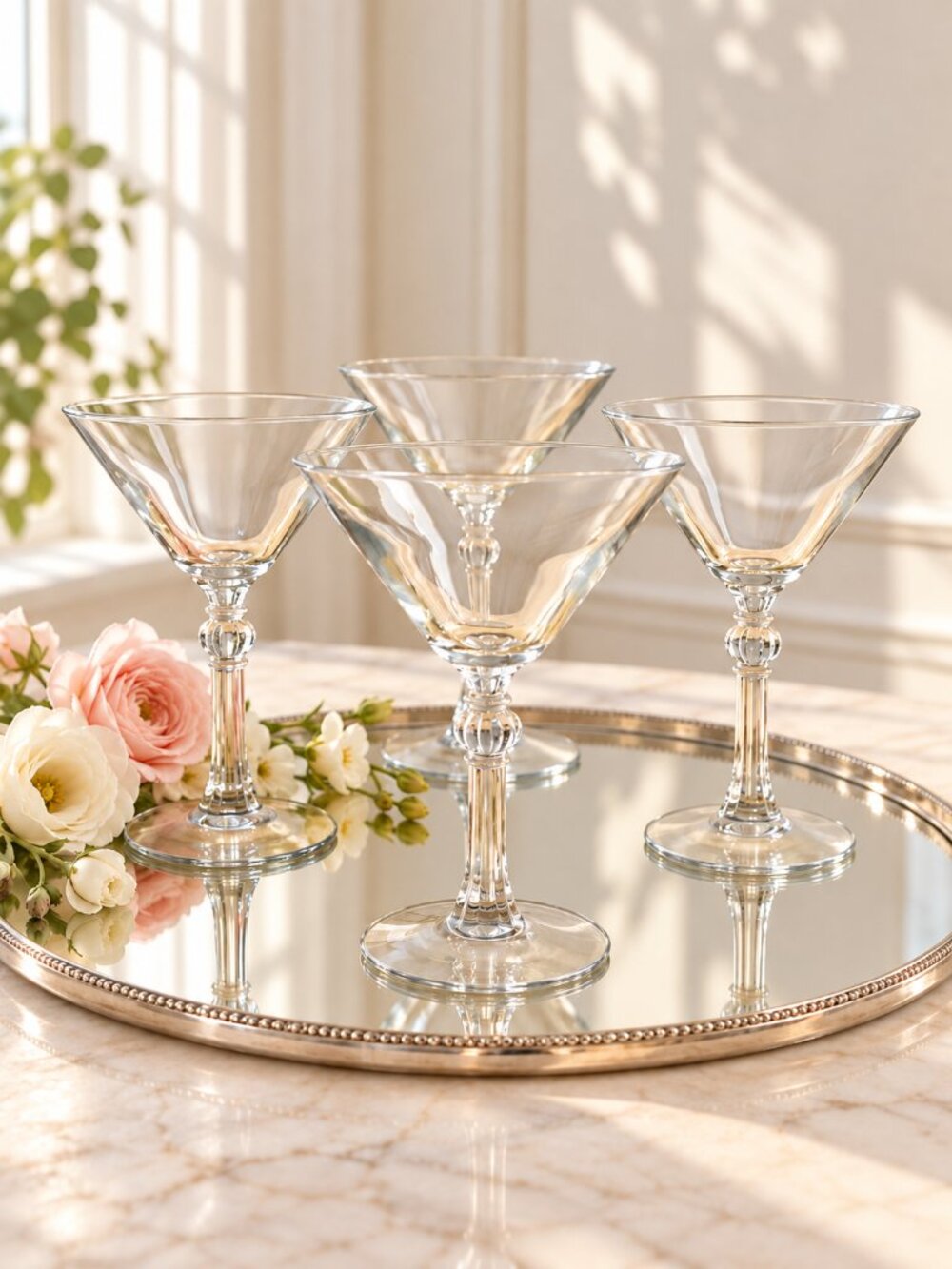 Stardust Libbey Martini Glasses Set of 4 Vintage Clear Cocktail Stemware MCM